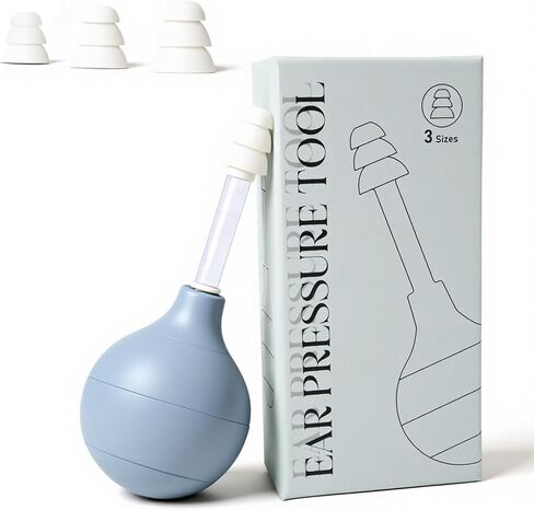 Ear Pressure Suction Pump Device- Tinnitus Relief for Ringing Ears-Ear Pain Relief Tool-Relieve Ear Pain During Flight wih 3 Size Earplugs-Blue in Saudi Arabia