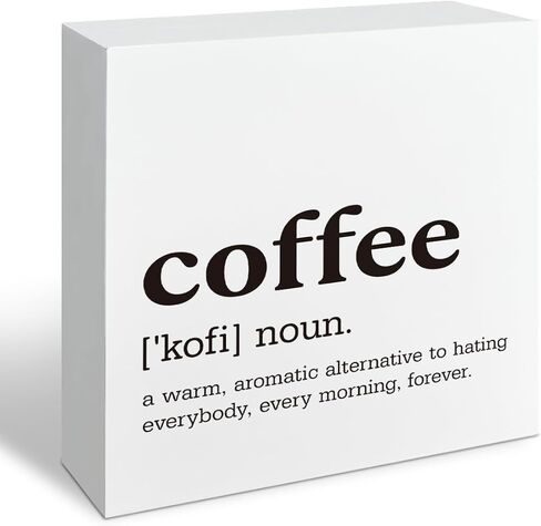 Funny Coffee Signs, Tabletop Decor for Kitchen Counter Shelf, Rustic Cafe Decor for Home Office Desk, Farmhouse Breakfast Nook Decoration, Espresso Lover Present in Saudi Arabia
