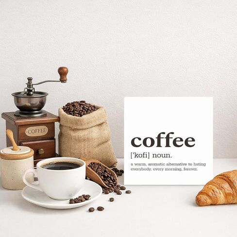 Funny Coffee Signs, Tabletop Decor for Kitchen Counter Shelf, Rustic Cafe Decor for Home Office Desk, Farmhouse Breakfast Nook Decoration, Espresso Lover Present in Saudi Arabia