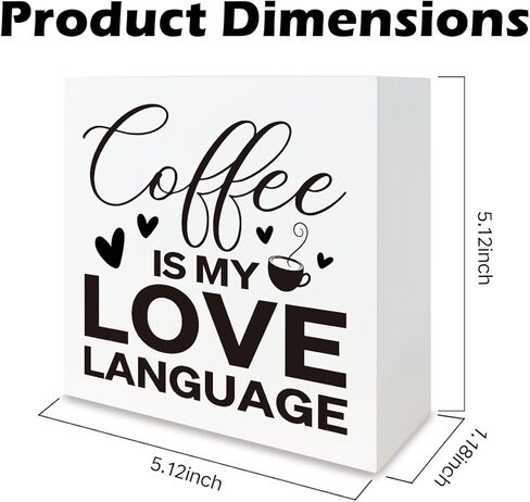Coffee Bar Sign, Love Language Tabletop Decor for Kitchen Counter, Rustic Cafe Shelf Decor, Home Office Breakfast Nook Decoration, Barista Gift, Farmhouse Style in Saudi Arabia