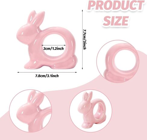 JarThenaAMCS 8 pcs Porcelain Easter Napkin Ring Pastel Napkin Holder Bunny Rabbit Ceramic Dinner Table Ring for Spring Holiday Party Table Setting Decor Supplies in Saudi Arabia