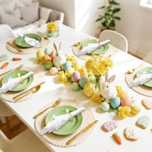 JarThenaAMCS 8 pcs Porcelain Easter Napkin Ring Pastel Napkin Holder Bunny Rabbit Ceramic Dinner Table Ring for Spring Holiday Party Table Setting Decor Supplies in Saudi Arabia