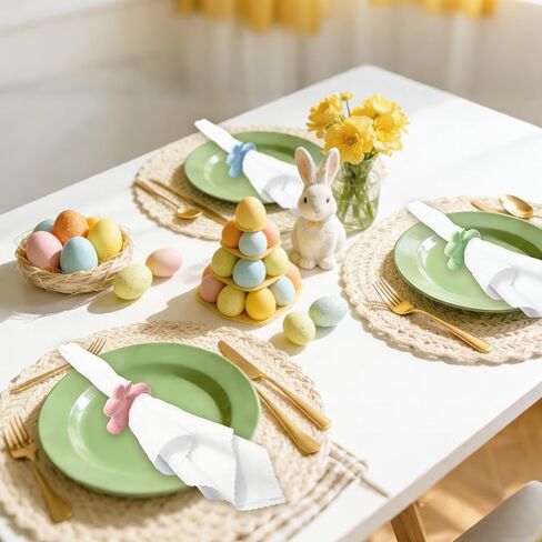 JarThenaAMCS 8 pcs Porcelain Easter Napkin Ring Pastel Napkin Holder Bunny Rabbit Ceramic Dinner Table Ring for Spring Holiday Party Table Setting Decor Supplies in Saudi Arabia
