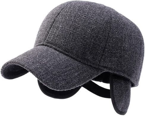 Big Bone Men Winter Oversize Wool Baseball Caps with Earflap Dad Thick Warm Fleece Linned Trapper Hats in Saudi Arabia