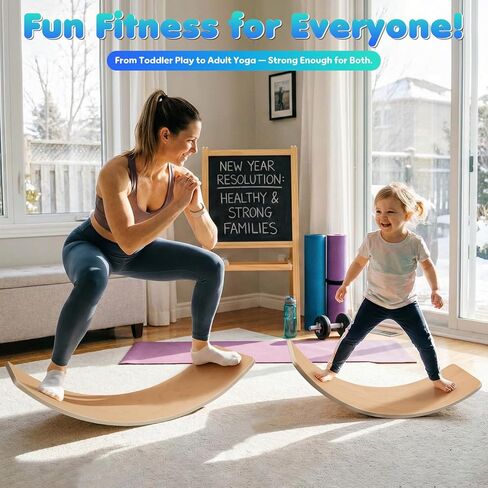 Balance Board Kids, [Natural Wood] Wobble Board for Kids Toddlers, Open Ended Montessori Waldorf Learning Toy, Gifts for 3 4 5 6 7 8 Year Old Boys Girls Kids Birthday & Christmas Stocking Stuffers in Kuwait