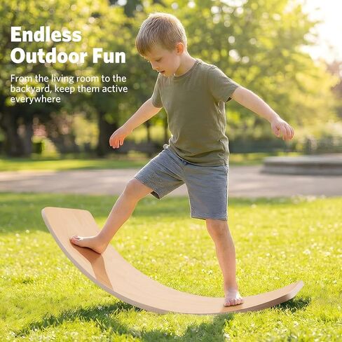 Balance Board Kids, [Natural Wood] Wobble Board for Kids Toddlers, Open Ended Montessori Waldorf Learning Toy, Gifts for 3 4 5 6 7 8 Year Old Boys Girls Kids Birthday & Christmas Stocking Stuffers in Kuwait