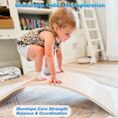 Balance Board Kids, [Natural Wood] Wobble Board for Kids Toddlers, Open Ended Montessori Waldorf Learning Toy, Gifts for 3 4 5 6 7 8 Year Old Boys Girls Kids Birthday & Christmas Stocking Stuffers in Kuwait