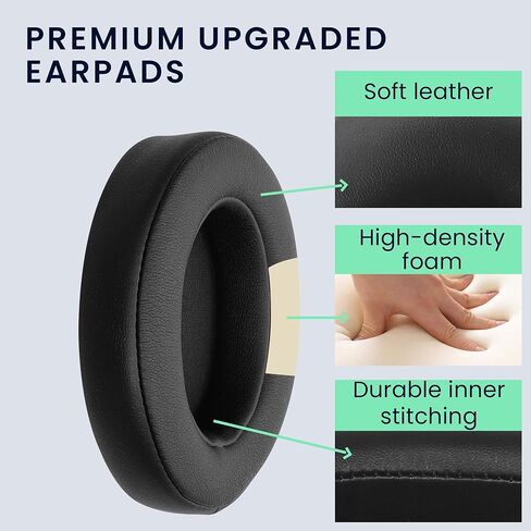 kwmobile Ear Pads Compatible with DOQAUS Earpads - 2X Replacement for Headphones - Black in Kuwait