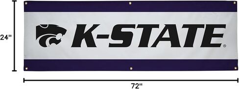 Kansas State Wildcats 2 'X 6' College Sports Printed Outdoor Banner - NCAA المرخص - فينيل متين - لافتة المدرسة (أبيض ، أسود ، أرجواني) in Saudi Arabia