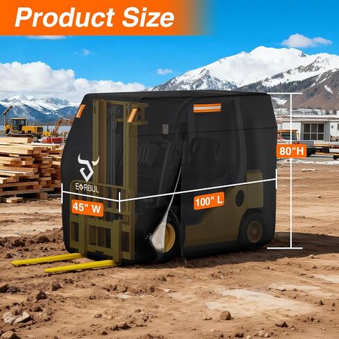 Full Forklift Cover Heavy Duty Waterproof Outdoor 420D Forklift Rain Cover All-Weather Protection with Zipper Door Reflective Strips Air Vents Windproof Buckle Storage Bag 100" L x 45" W x 80"H in Saudi Arabia