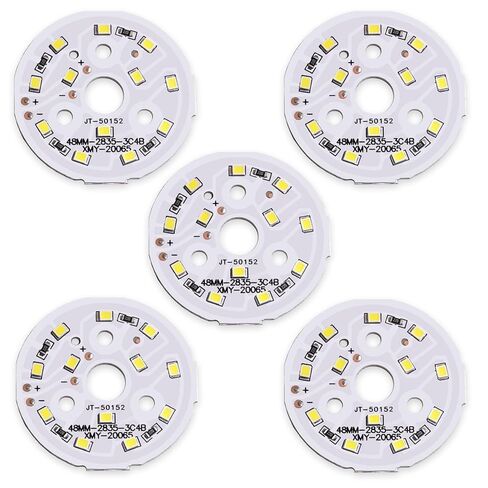 5 قطع 5 فولت 1 وات رقاقة LED بيضاء 6000 كلفن، شريحة LED عالية الطاقة 3030 SMD مع قاعدة بالوعة الحرارة من الألومنيوم 14 مم PCB لاستبدال الأضواء الكاشفة (أبيض نقي، 700 مللي أمبير) in Saudi Arabia