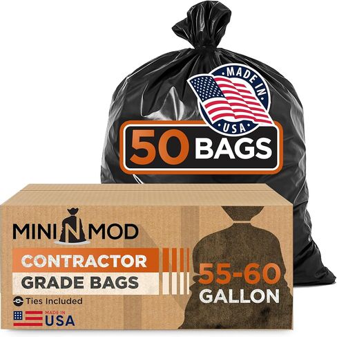 Contractor Garbage Bags 55 Gallon | 32 Count | 3 Mil Construction Bags Heavy Duty with Ties | 55-60 Gallon Trash Bag Heavy Duty for Contractors in Kuwait