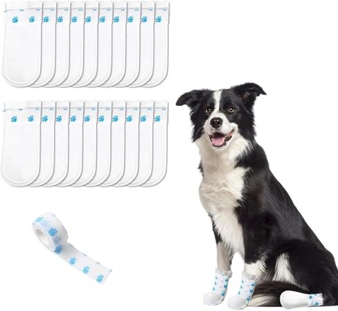40PSC Disposable Dog Boots Paw Protectors, Pet Booties for Paw Protection, Adjustable Disposable Pet Shoe Covers with Bandage, Cat Dog Protection Feet Covers for Medium Dogs and Cat in Kuwait