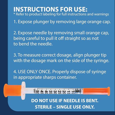 TRUEplus Single-Use Insulin Syringes, 29G 0.5cc 1/2 Inch Needle Length, 100 Count (10 Packs of 10) in Kuwait