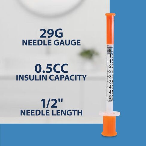 TRUEplus Single-Use Insulin Syringes, 29G 0.5cc 1/2 Inch Needle Length, 100 Count (10 Packs of 10) in Kuwait