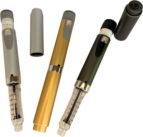 GXZ Health V2 Injection Pen Set – 3 Reusable Pens W/ 3 FREEE cartridges - Charcoal Gray, Metalic Gold & Satin Silver - 60 Unit in Kuwait