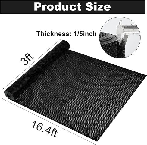 الصرف الكلمة حصيرة 3'x16'5'' الحصير التجارية غير زلة 1/5'' سميكة PVC المطاط شبكة جوفاء حصيرة مدخل حصيرة للمناطق الرطبة المطبخ حمام سباحة الحمام الحمام مطعم المرآب (أسود، 3'x16'5'') in Kuwait