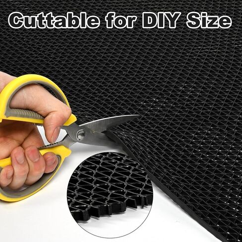 الصرف الكلمة حصيرة 3'x16'5'' الحصير التجارية غير زلة 1/5'' سميكة PVC المطاط شبكة جوفاء حصيرة مدخل حصيرة للمناطق الرطبة المطبخ حمام سباحة الحمام الحمام مطعم المرآب (أسود، 3'x16'5'') in Kuwait