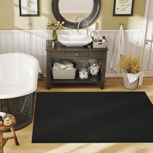 الصرف الكلمة حصيرة 3'x16'5'' الحصير التجارية غير زلة 1/5'' سميكة PVC المطاط شبكة جوفاء حصيرة مدخل حصيرة للمناطق الرطبة المطبخ حمام سباحة الحمام الحمام مطعم المرآب (أسود، 3'x16'5'') in Kuwait