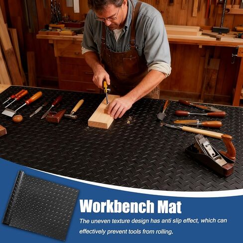 48" x 17" Workbench Mat，PVC Work Bench Mat Top with Non-Slip Steel Plate Texture, 1.5mm Thick Rectangle Vinyl Table Top Protector, Woodworking,DIY Projects in Kuwait