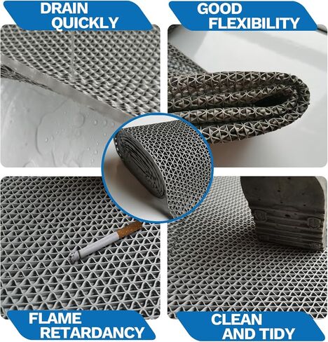 حصيرة أرضية للصرف من البولي فينيل كلوريد مقاس 3 × 10 أقدام، غير قابلة للانزلاق بسمك 0.22 بوصة، سجادة حمام سباحة بفتحة شبكية سميكة، سجادة مجوفة شبكية من البولي فينيل كلوريد التجاري، سجادة داخلية خارجية للحمام، فناء الحمام، منطقة رطبة (رمادي) in Kuwait