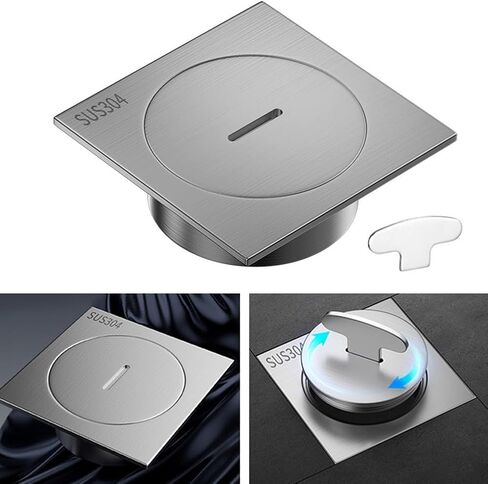 تنظيف أرضية مربعة من الفولاذ المقاوم للصدأ 304 مقاس 10 × 10 سم مع غطاء مشقوق لأنبوب الصرف 75-90 مم تصميم مضاد للرائحة سهل التركيب لاستخدام السباكة السكنية والتجارية in Kuwait