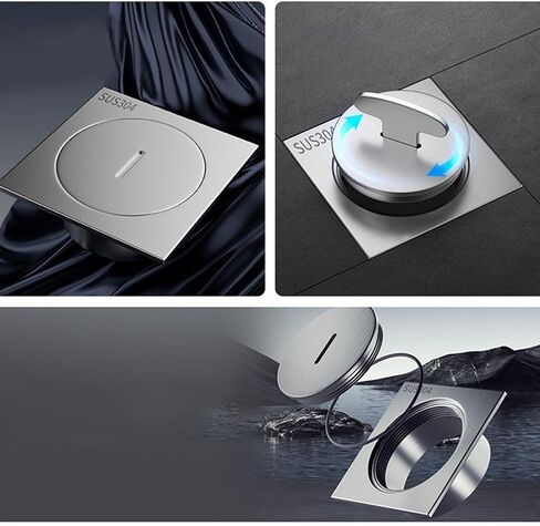 تنظيف أرضية مربعة من الفولاذ المقاوم للصدأ 304 مقاس 10 × 10 سم مع غطاء مشقوق لأنبوب الصرف 75-90 مم تصميم مضاد للرائحة سهل التركيب لاستخدام السباكة السكنية والتجارية in Kuwait