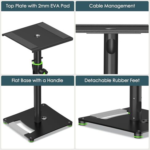Pair of Studio Monitor Stands Adjustable Height 31"-50" with Cable Management Heavy Duty Floor Monitor Speaker Stands Flat Base Stands in Kuwait