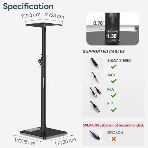 Pair of Studio Monitor Stands Adjustable Height 31"-50" with Cable Management Heavy Duty Floor Monitor Speaker Stands Flat Base Stands in Kuwait