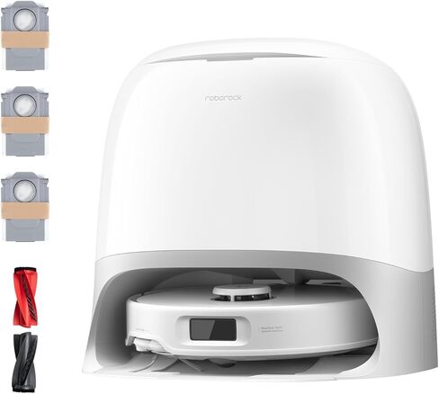 roborock Qrevo Curv S5X Robot Vacuum and Mop, 17000Pa Suction, Zero-Tangling Design, FlexiArm Side Brush, Smart Obstacle Avoidance, Self-Washing & Drying & Emptying for Carpet, Pet Hair, Hard Floor in Kuwait