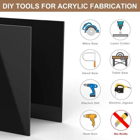 Black Acrylic Sheet, 12X12 inch Cast Plexiglass Sheet, 1/8" Thick (3mm) Black Acrylic Board with Protective Paper for Laser Engraving & Cutting, Crafting, Signs, DIY Display (4, 12X12X1/8inch) in Saudi Arabia
