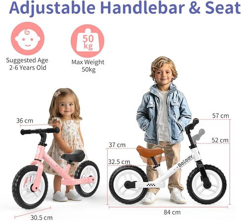 BELEEV C2 Toddler Balance Bike for 2-5 سنوات من العمر مع عجلات LED إضاءة ، مقعد ومسند المقعد والمقاعد ، و 12 بوصة تدريب الأطفال على دراجة-هدية عيد الميلاد الأولى للبنين والبنات in Kuwait