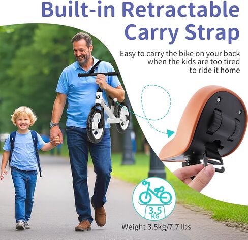 BELEEV C2 Toddler Balance Bike for 2-5 سنوات من العمر مع عجلات LED إضاءة ، مقعد ومسند المقعد والمقاعد ، و 12 بوصة تدريب الأطفال على دراجة-هدية عيد الميلاد الأولى للبنين والبنات in Kuwait