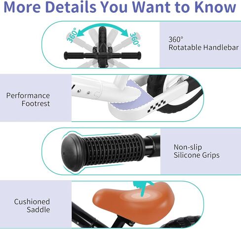 BELEEV C2 Toddler Balance Bike for 2-5 سنوات من العمر مع عجلات LED إضاءة ، مقعد ومسند المقعد والمقاعد ، و 12 بوصة تدريب الأطفال على دراجة-هدية عيد الميلاد الأولى للبنين والبنات in Kuwait