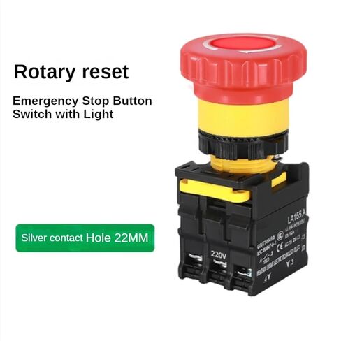 1 قطعة مفتاح زر الضغط ، 22 مللي متر زر إيقاف الطوارئ الفطر مع الضوء 220 فولت 10A NC (توقف مع الضوء ، 2NC ، 380 فولت) in Kuwait