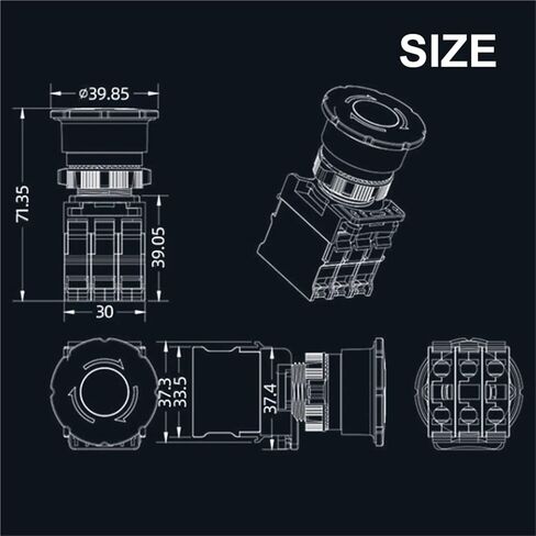 1 قطعة مفتاح زر الضغط ، 22 مللي متر زر إيقاف الطوارئ الفطر مع الضوء 220 فولت 10A NC (توقف مع الضوء ، 2NC ، 380 فولت) in Kuwait