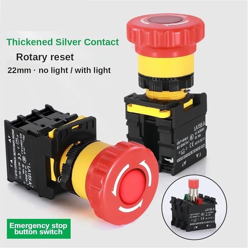 1 قطعة مفتاح زر الضغط ، 22 مللي متر زر إيقاف الطوارئ الفطر مع الضوء 220 فولت 10A NC (توقف مع الضوء ، 2NC ، 380 فولت) in Kuwait