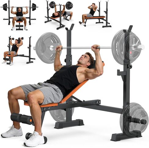 Fostoy Adjustable Weight Bench with Leg Extension, Preacher Curl & Butterfly Arm, 990lbs Heavy Duty Bench Press for Full Body Home Gym Workout in Kuwait