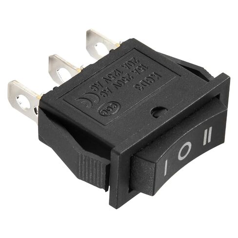 KCD3 3 Position Rocker Switch, SPDT ON-Off-ON, 3 Pin, Black, 15A 250V AC, 20A 125V AC in Saudi Arabia