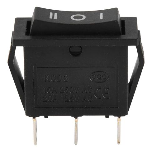 KCD3 3 Position Rocker Switch, SPDT ON-Off-ON, 3 Pin, Black, 15A 250V AC, 20A 125V AC in Saudi Arabia