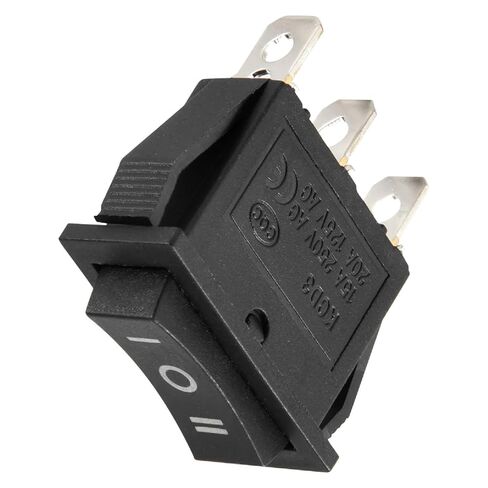 KCD3 3 Position Rocker Switch, SPDT ON-Off-ON, 3 Pin, Black, 15A 250V AC, 20A 125V AC in Saudi Arabia