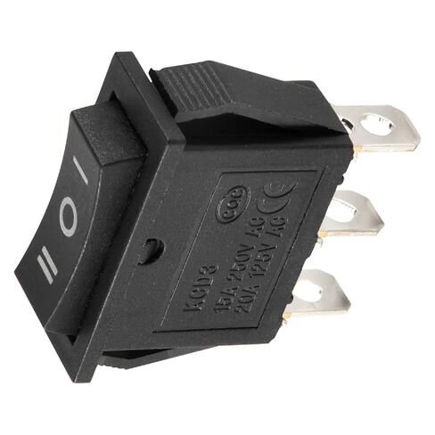 KCD3 3 Position Rocker Switch, SPDT ON-Off-ON, 3 Pin, Black, 15A 250V AC, 20A 125V AC in Saudi Arabia