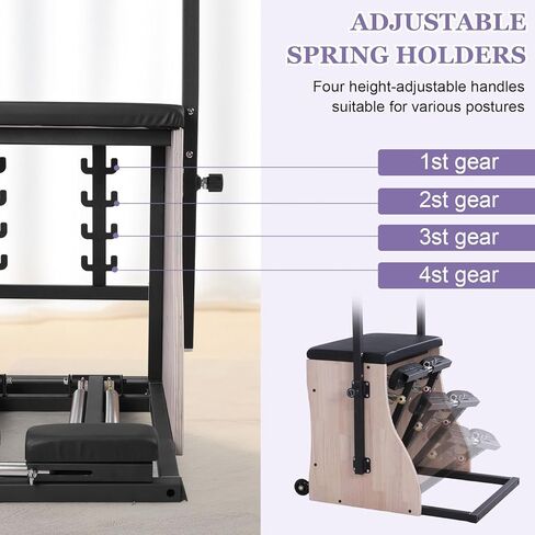 Pilates Reformer,Pilates Chair,Professional Yoga Chair Pilates with Resistance Bands and Springs Split Pedal Handles for Workout Equipment Home Gym or Studio in Kuwait