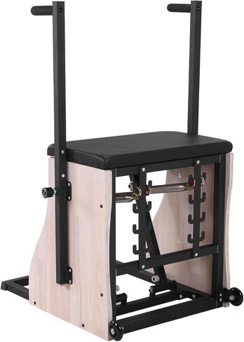 Generic Oak Wood Pilates Chair Reformer Machine Split Pedal Fitness Reformer with Resistance Bands and Springs Split Pedal Handles for Workout Equipment Home Gym or Studio in Saudi Arabia