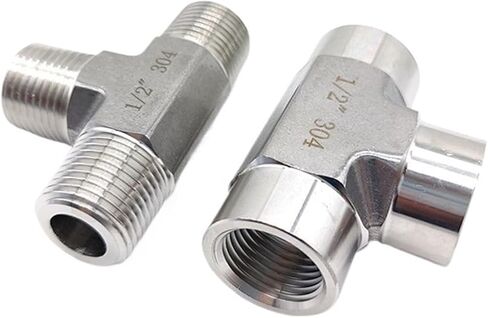 304 Stainless Steel Die Forging Tee Fitting 1/8" 1/4" 3/8" 1/2" Male/female Thread Joint High Pressure Water Pipe Fittings(Female thread,1/2") in Saudi Arabia
