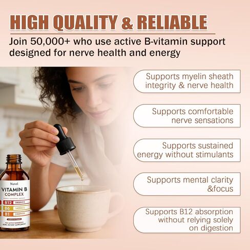 Nuvel فيتامين ب المركب قطرات مع B12، B1، B6، 5 في 1 فيتامين ب الملحق السائل للعافية اليومية in Kuwait