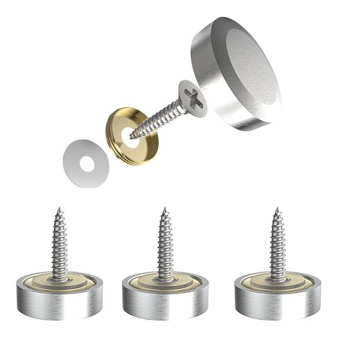 Aopin Mirror Screw Cap, Decorative Screws Cover Fasteners for Sign/Advertising Hardware Nails/Construction, Polished Shiny Silver, 25mm, 4Pcs in Saudi Arabia