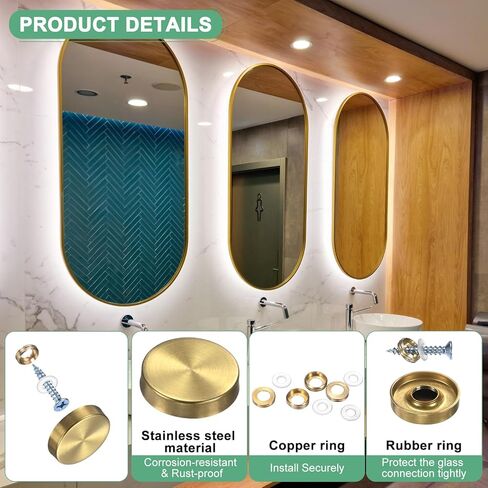 12-Pack Screw Covers Caps, 1" Dia Stainless Steel Brushed Mirror Decorative Screws Cap Nails Fasteners for Sign Advertising Hardware/Bathroom Upholstery Head Covers [Gold Tone] in Saudi Arabia