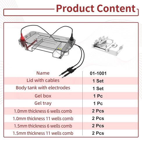 Multi-Functional Horizontal Electrophoresis Tank, 120×120mm Large Gel, 700mL Buffer Volume Electrophoresis System for Lab Biology in Kuwait