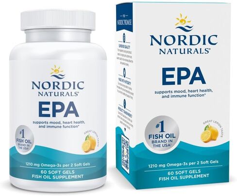 Nordic Naturals EPA، ليمون - 60 كبسولة هلامية ناعمة - 1210 مجم أوميغا 3 - تركيبة EPA عالية الكثافة للمزاج الإيجابي وصحة القلب والمناعة الصحية - 30 وجبة in Saudi Arabia